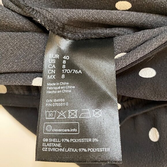 H&M Black & White Polka Dot Jumpsuit‎ Wide Leg Elastic Waist Women's Size 8 - Picture 7 of 8